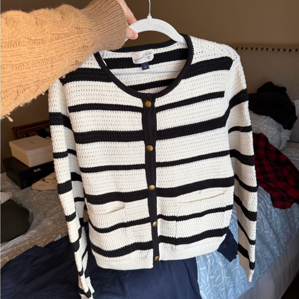 Universal Thread Black and White Striped Cardigan